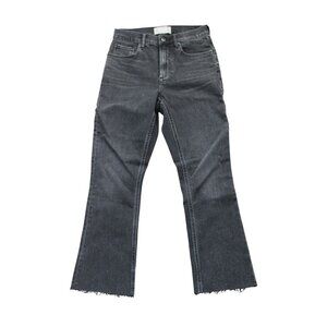 Everlane Black High Rise Kick Boot Cut Raw Hem Crop Jeans Size 26R